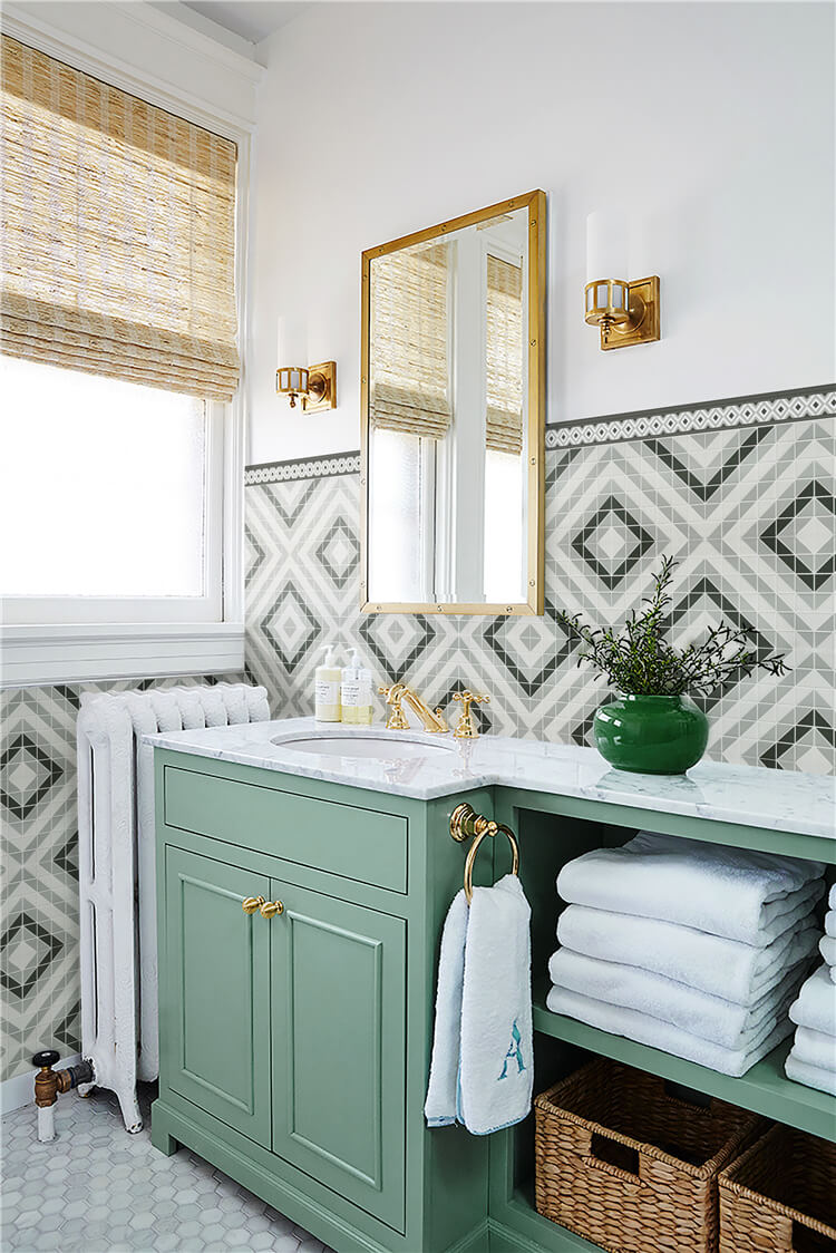 Use geometric shape tile let your bathroom give voice