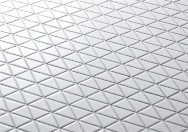 TR1-MWZ matte finish white triangle mosaic tile pattern