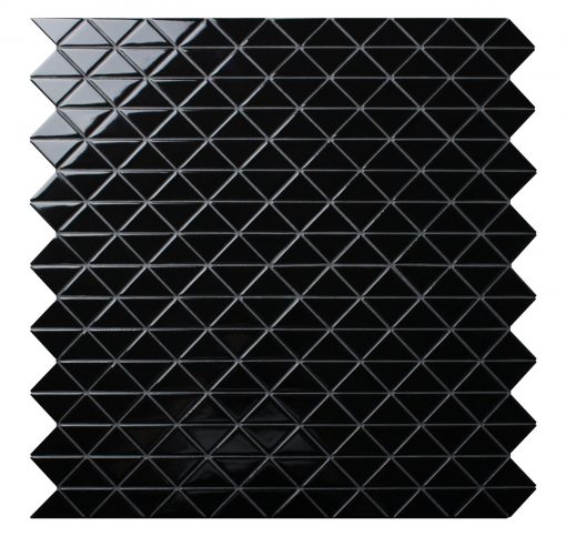 TR2-GBZ glossy black triangle tile mosaic