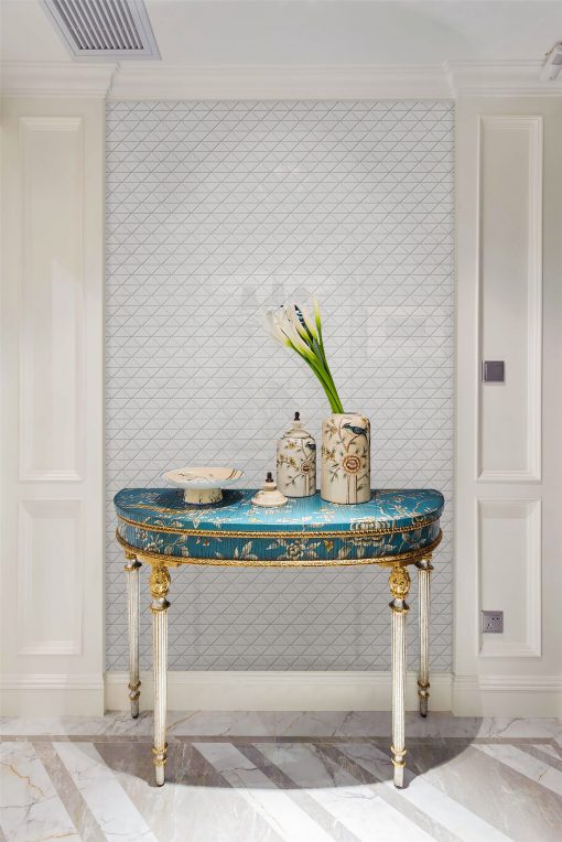 TR2-GWZ glossy white triangle mosaic tile wall design