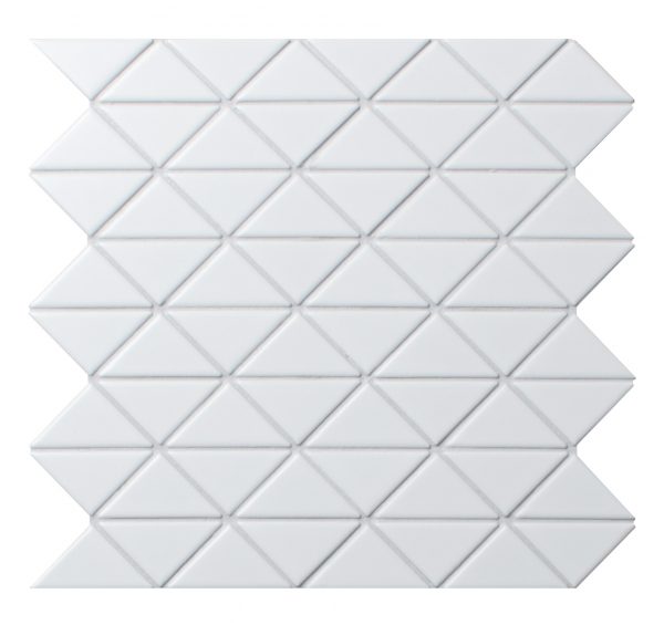 TR2-MWZ white triangle tile mosaic pattern