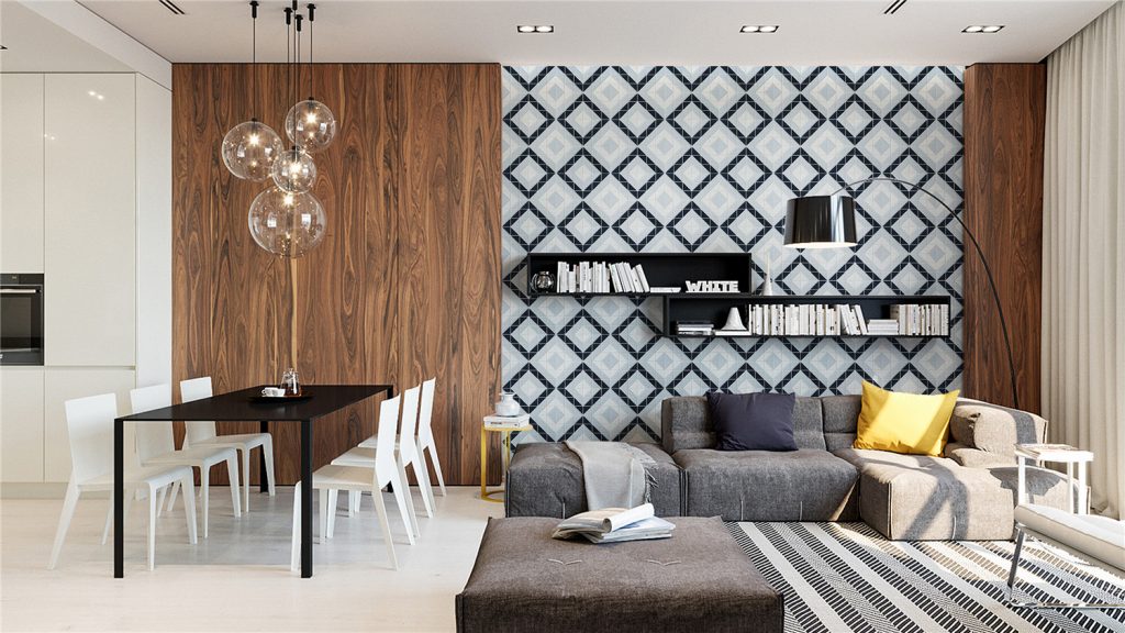 Blue Mountain Square 2'' Triangle Geometric Pattern Wall Tiles ANT