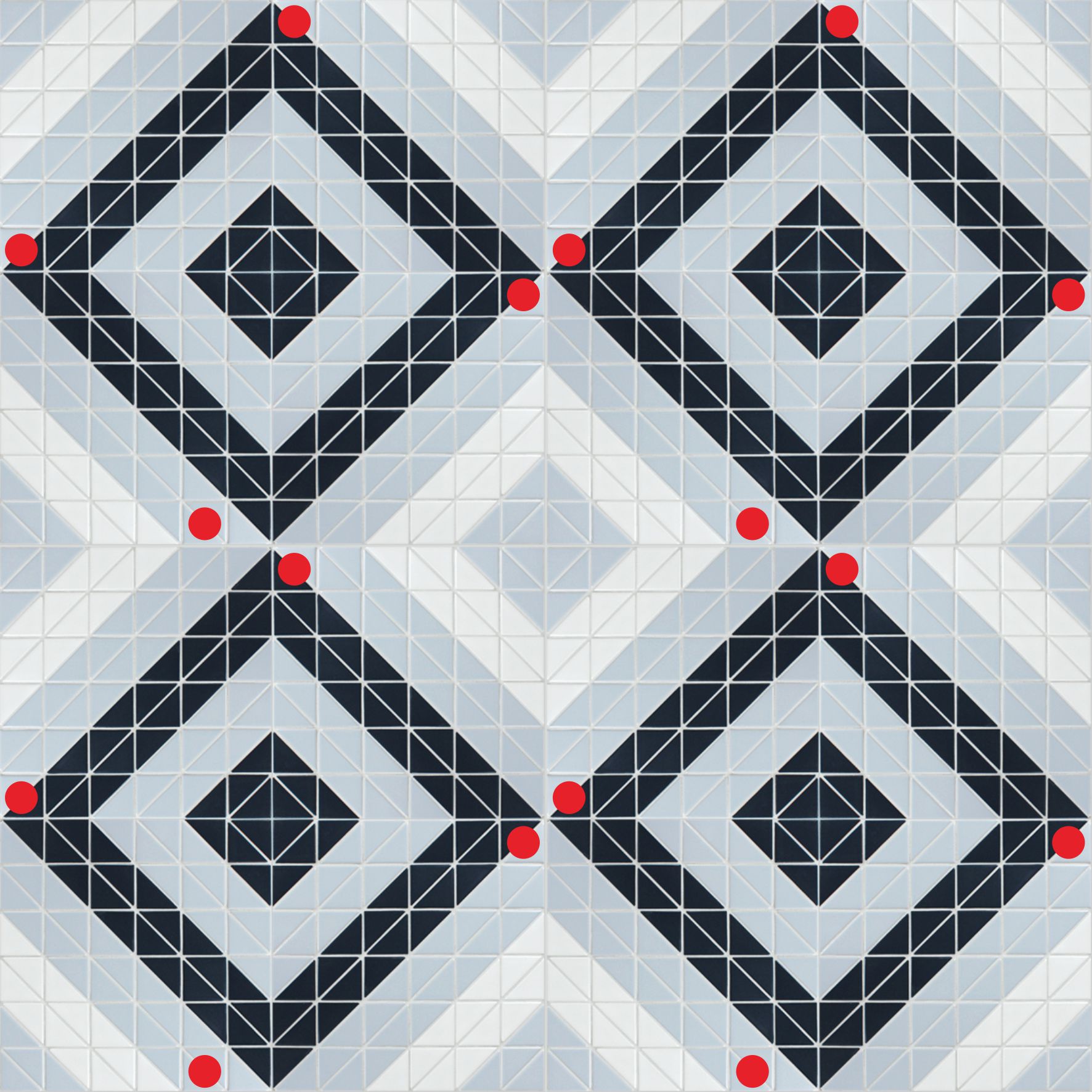 Blue Mountain Twist Square 2 Triangle Geometric Design Floor Tiles