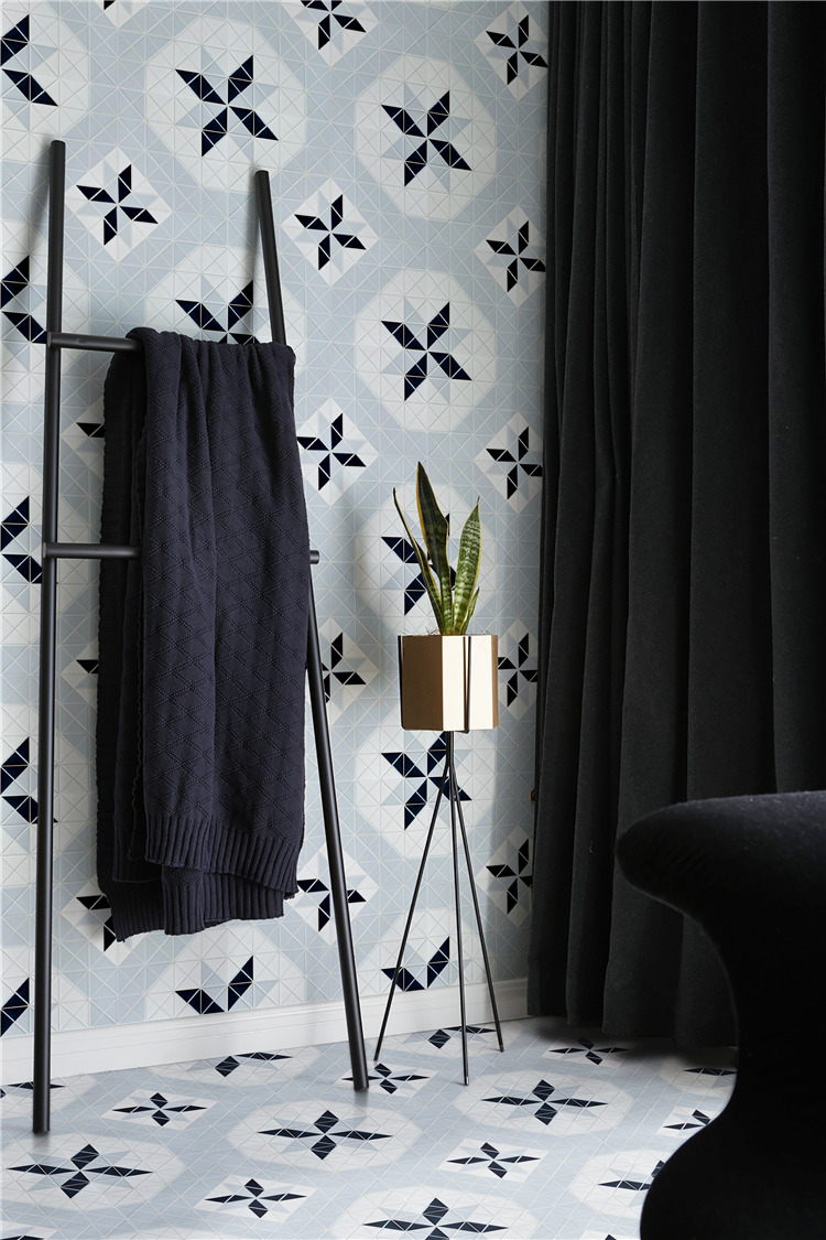 Charming Blue Hue, artistic tile for bedroom design