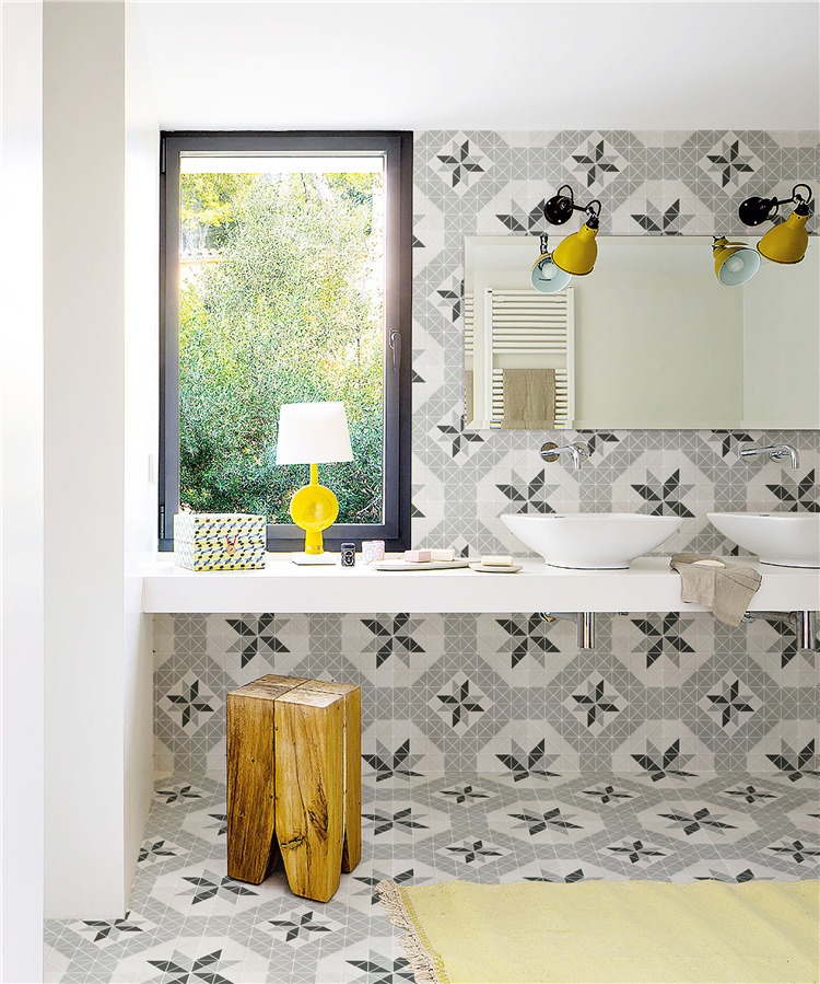 Keep It The Same Color Tone, Geometric art tile triangle mosaic bathroom design