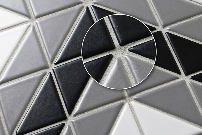 TR2-CL-SQ1 geometric triangle tile with sanded grout