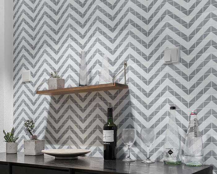 TR2-MWG-DD06A chevron tile pattern for entrance wall design