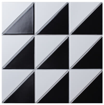 4 inch forest pattern black white matte geometric tile