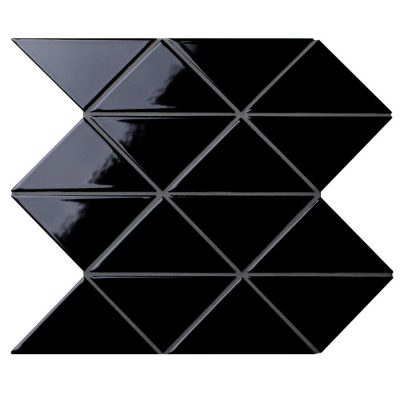 T4-GB-PZ_4" Zip Connection Glossy Black Triangle Tile Design