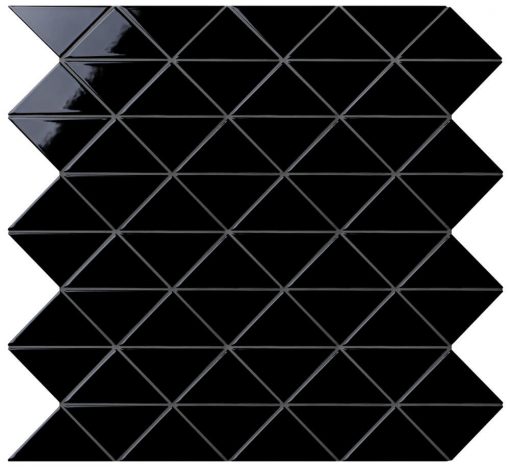 T4-GB-PZ_4 sheets_4" Zip Connection Glossy Black Triangle Tile Design