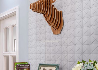 T4-GW-PC_glossy white geometric triangle tile used in interior wall design