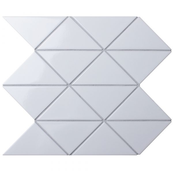 T4-GW-PZ_4" Zip Connection Glossy White Triangle Tile For Wall Decor