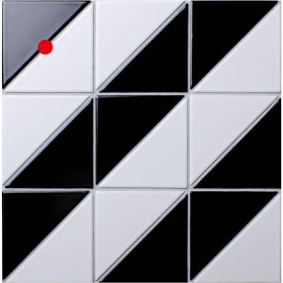 T4-MB-FD_4" Fiddle Pattern Black White Matte Porcelain Geometric Tile