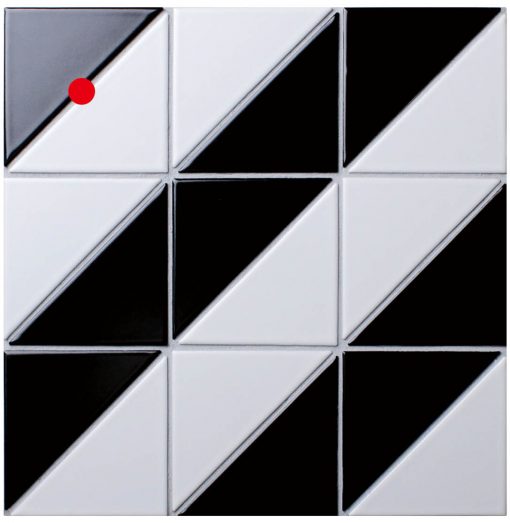 T4-MB-FD_4" Fiddle Pattern Black White Matte Porcelain Geometric Tile