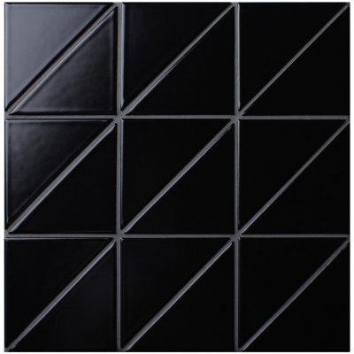 T4-MB-PL_4" Linear Matte Black Triangle Tile Pattern For Floor Designs