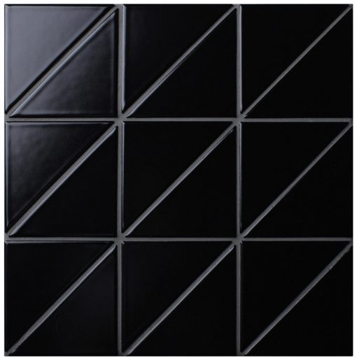 T4-MB-PL_4" Linear Matte Black Triangle Tile Pattern For Floor Designs