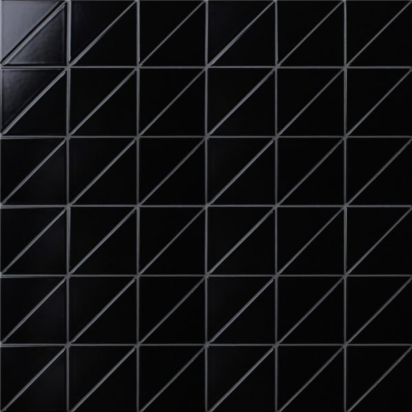 T4-MB-PL_4 sheets_4" Linear Matte Black Triangle Tile Pattern For Floor Designs