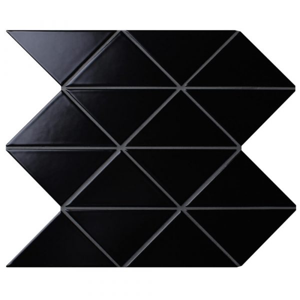 T4-MB-PZ_4" Zip Connection Matte Black Triangle Tile Mosaic