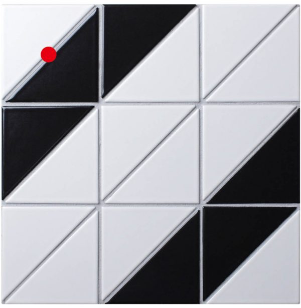 T4-MB-RL_4" Railroad Pattern Black White Matte Porcelain Geometric Tile