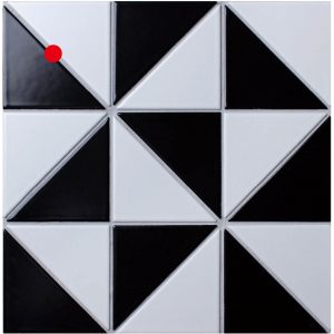 T4-MB-WM_4" Windmill Pattern Black White Matte Porcelain Geometric Tile