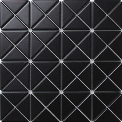 TR2-MB_2 inch matte black triangle tile mosaic design