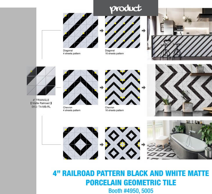 4 inch railroad twist pattern geometric tile for interior design