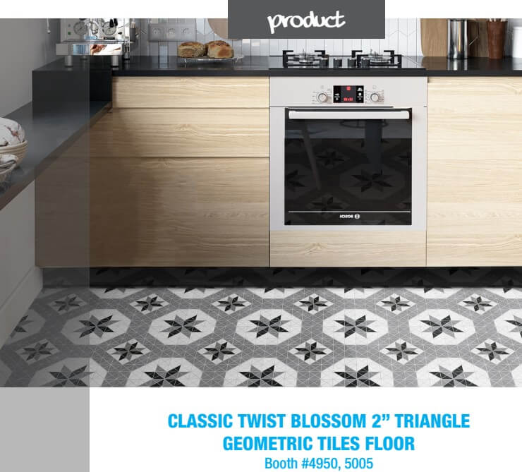 Classic twist blossom tile pattern flooring in kitchen