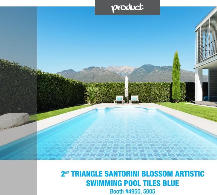 Santorini blossom backyard geometric pool tiles