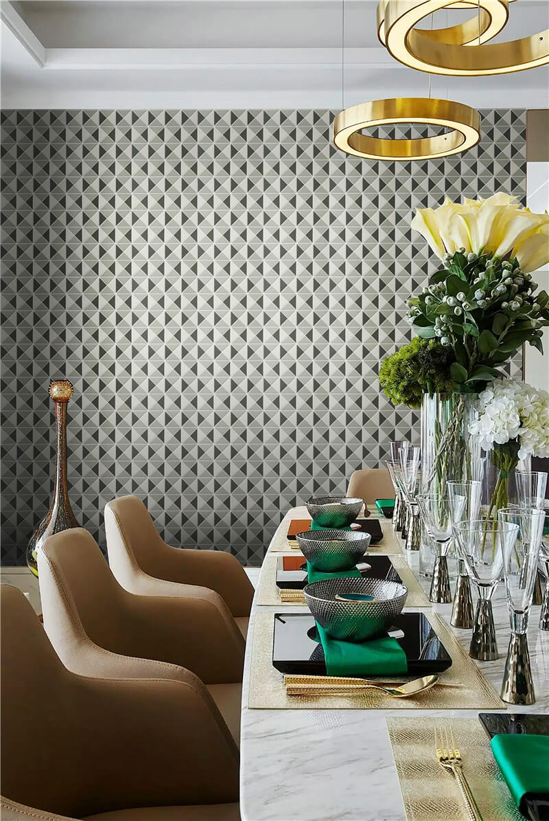 Tiling your kitchen wall with kaleidoscope pattern geometric tiles