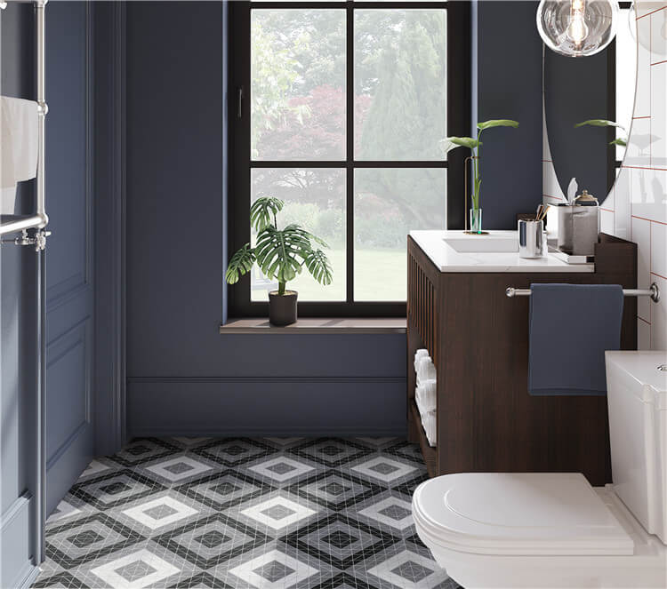 TR2-CL-TSQ_Let the light in_bathroom design with geometric tile floor