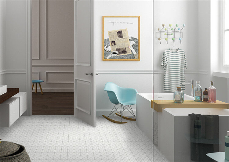 TR2-MW_Choose a white hue_bathroom design with white geometric tiled floor