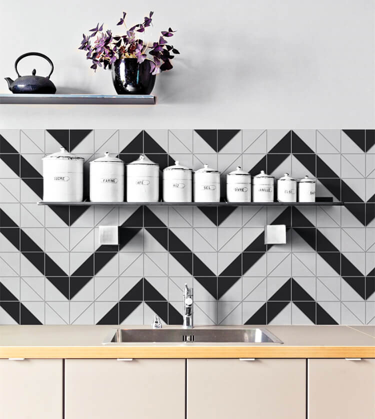 Zig-zag chevron pattern modern kitchen backsplash tiles