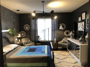 Awesome bedroom design with black wall decor (5)