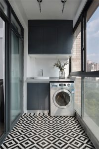 Balcony geometric tile floors