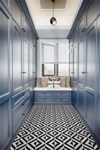 Dressing room geometric tile floors