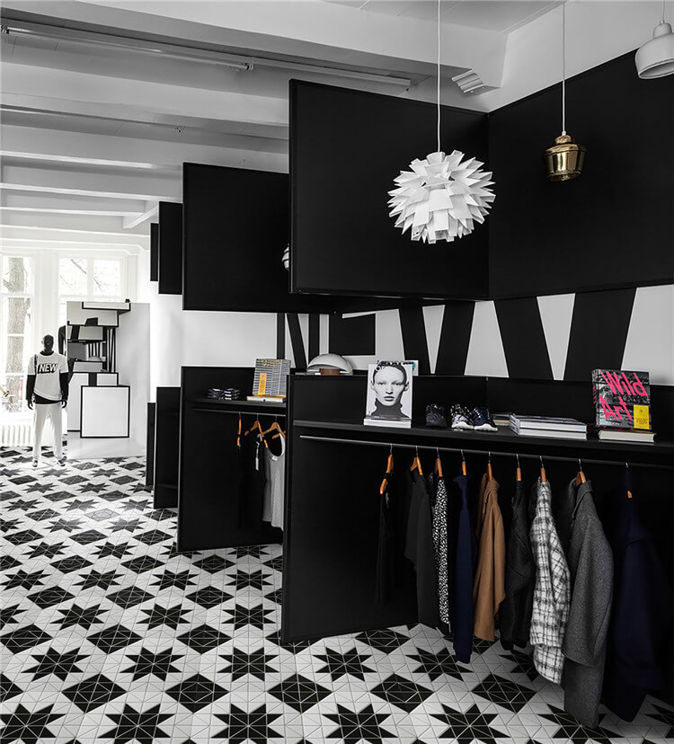 Fashion shop geometric tile floors