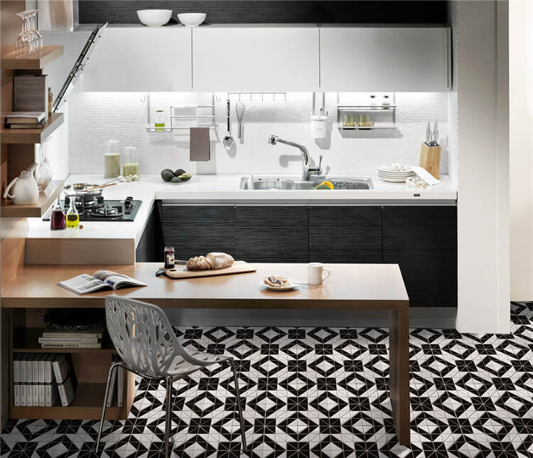 Kitchen geometric tile floors