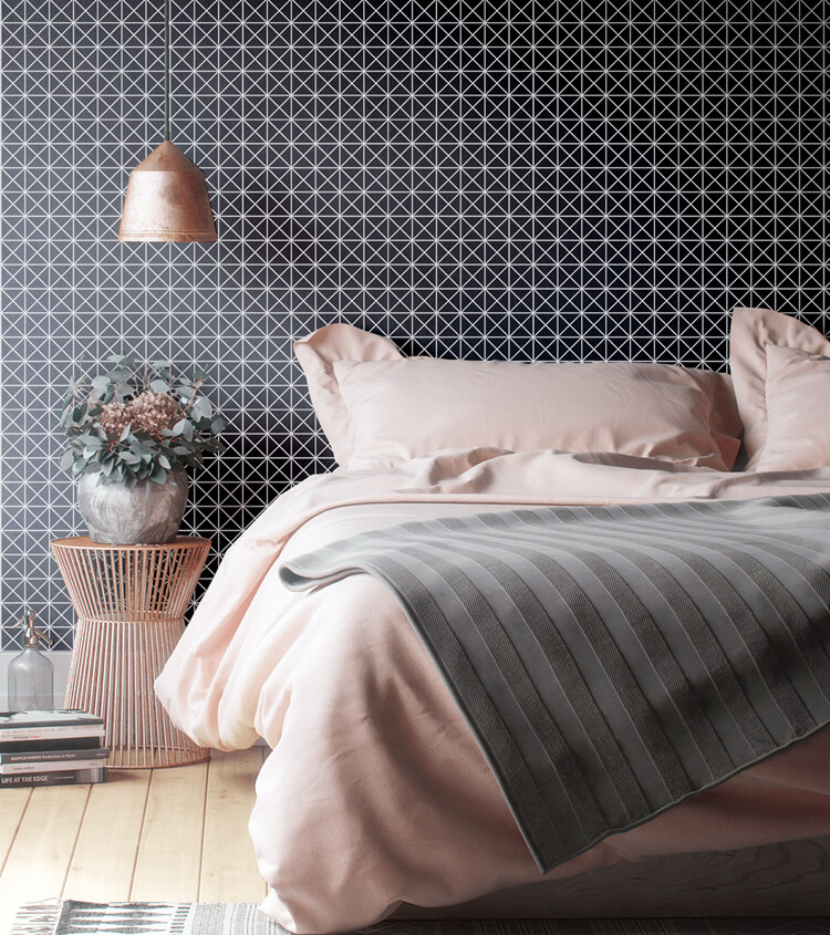 TR2-MB_geometric tile black bedroom wall tiles