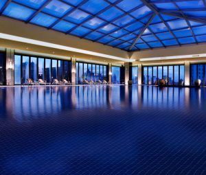 TR2-SA-P4Z-indoor swimming pool coping with dark blue pool tile mosaics