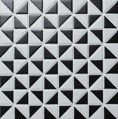 TR1-MW-MW-B_1 inch black white tile multi windmill pattern