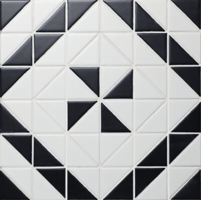 TR2-MWB-DD04A_2 inch geometric triangle tile black white tile windmill pattern