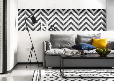 T2-CS-CV_Black white chevron pattern geometric tile living room wall decor