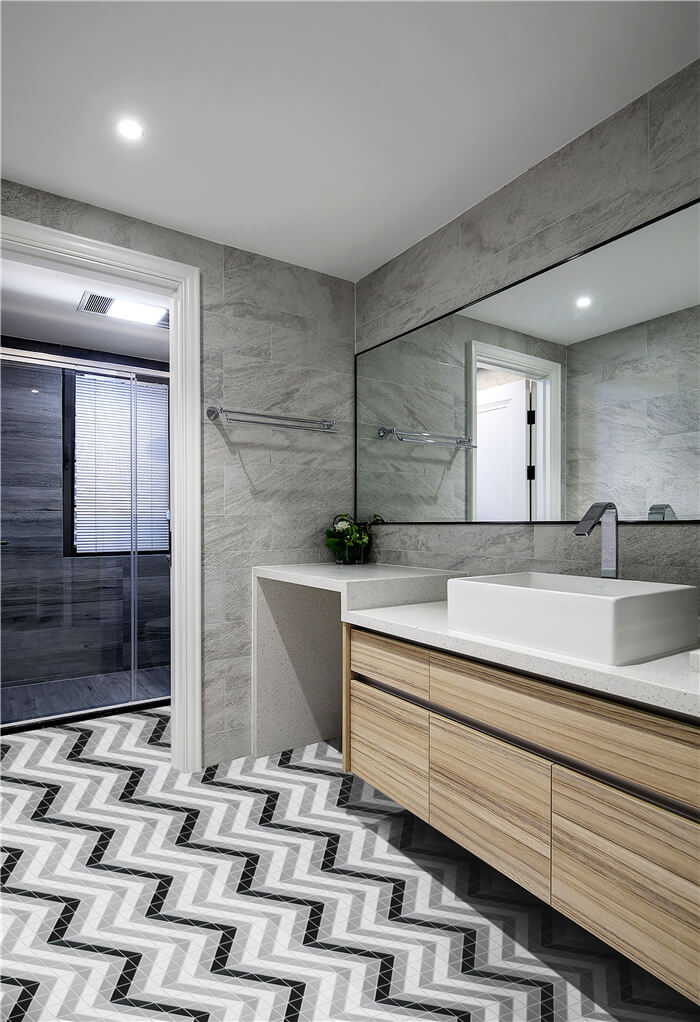 2” classic chevron pattern tile for bathroom flooring TR2-CL-CV