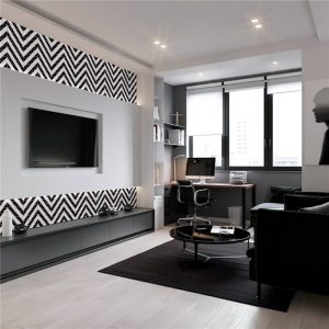 4” geometric black and white chevron tiles TTR2-MWB-DD06A