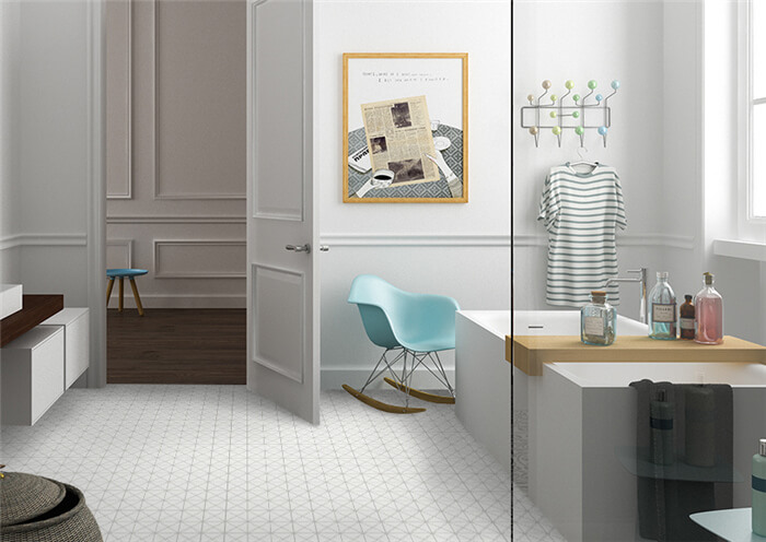 2 inch geometric tiles white makes your bathroom brighter