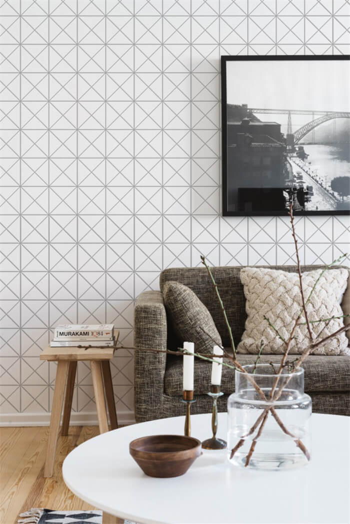 large triangle tiles for scandinavian living room