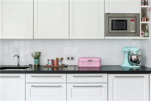 modern and clean triangle tile backsplash