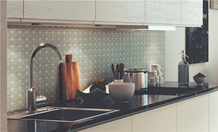 mosaic triangle tiles for antique kitchen backsplash