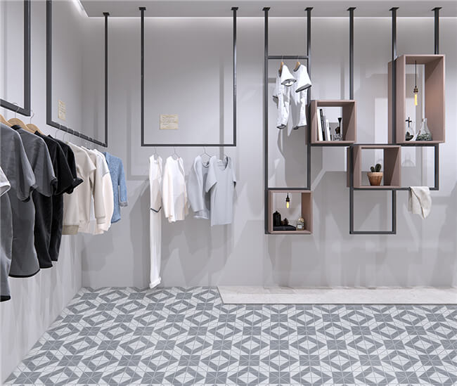 gray geometric shape mosaic for neutral fashion shop decor