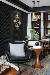 black triangle tile wall for dramatic living room TR2-GBZ